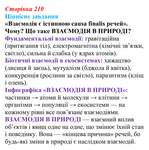 Відповідь до ціннісного завдання (§ 12.1, с. 210) з біології для 9 класу, Соболь 2026: Екосистеми