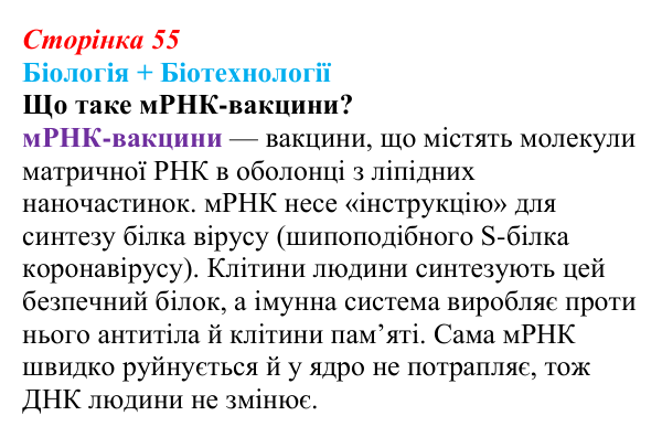 Відповідь до питання 1 на с. 55 (§ 3.5) з біології для 9 класу, Соболь 2026: ДНК та РНК
