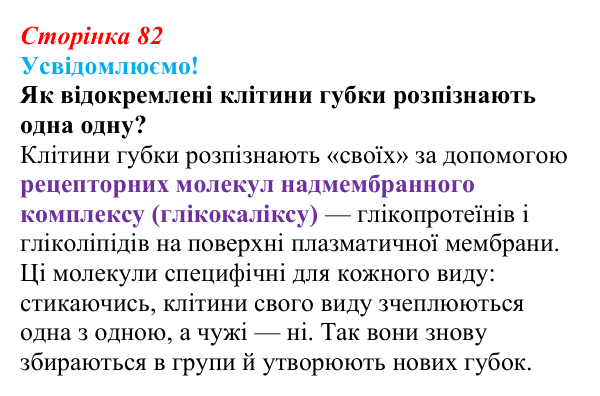 Відповідь до питання 1 на с. 82 (§ 5.2) з біології для 9 класу, Соболь 2026: Структурна організація клітини. Поверхневий...