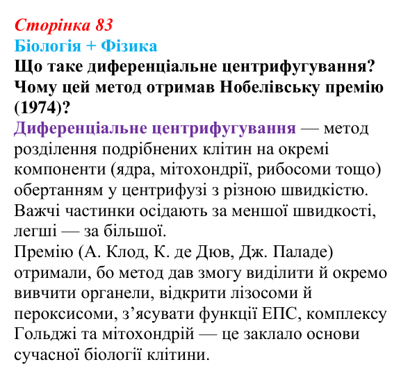 Відповідь до питання 1 на с. 83 (§ 5.2) з біології для 9 класу, Соболь 2026: Структурна організація клітини. Поверхневий...