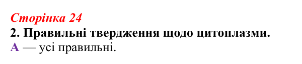 Відповідь до завдання 2 (с. 24) з біології для 9 класу, Тагліна 2026, робочий зошит: Цитоплазма, цитоскелет, клітинний...