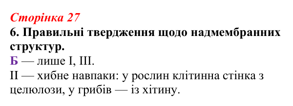 Відповідь до завдання 6 (с. 27) з біології для 9 класу, Тагліна 2026, робочий зошит: Клітинні мембрани, плазматична...