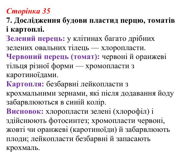 Відповідь до завдання 7 (с. 35) з біології для 9 класу, Тагліна 2026, робочий зошит: Мітохондрії та пластиди