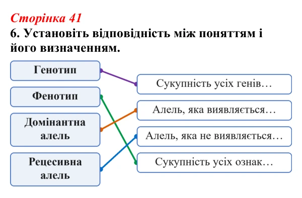 Відповідь до завдання 6 (с. 41) з біології для 9 класу, Тагліна 2026, робочий зошит: Генетика, гібридологічний аналіз...