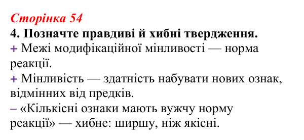 Відповідь до завдання 4 (с. 54) з біології для 9 класу, Тагліна 2026, робочий зошит: Форми мінливості, мутації