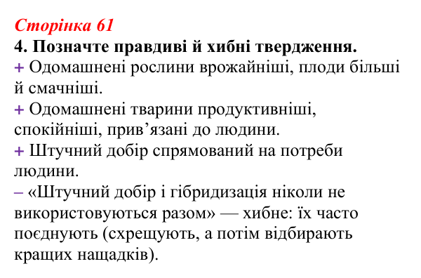 Відповідь до завдання 4 (с. 61) з біології для 9 класу, Тагліна 2026, робочий зошит: Одомашнення (доместикація)