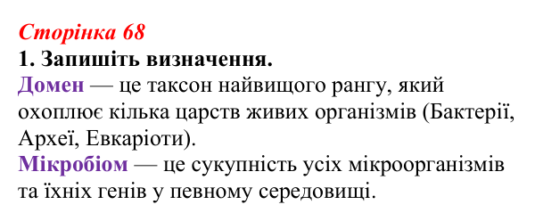 Відповідь до завдання 1 (с. 68) з біології для 9 класу, Тагліна 2026, робочий зошит: Сучасна система живого світу...