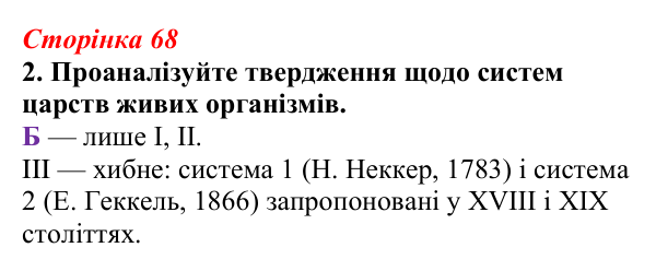 Відповідь до завдання 2 (с. 68) з біології для 9 класу, Тагліна 2026, робочий зошит: Сучасна система живого світу...