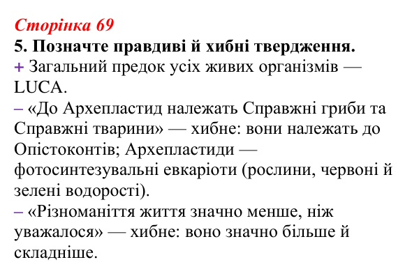 Відповідь до завдання 5 (с. 69) з біології для 9 класу, Тагліна 2026, робочий зошит: Сучасна система живого світу...
