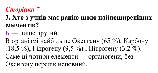 Відповідь до завдання 3 (с. 7) з біології для 9 класу, Тагліна 2026, робочий зошит: Хімічні основи життя