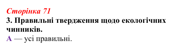 Відповідь до завдання 3 (с. 71) з біології для 9 класу, Тагліна 2026, робочий зошит: Екологія, екологічні чинники...