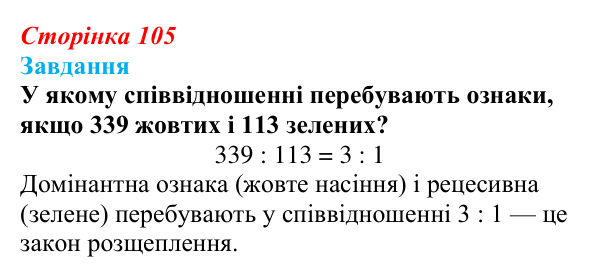 Відповідь до завдання до тексту (с. 105) з біології для 9 класу, Тагліна 2026: Гібридологічний аналіз, закони Менделя