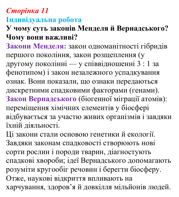 Відповідь до індивідуальної роботи (с. 11) з біології для 9 класу, Тагліна 2026: Наукове дослідження як метод пізнання...