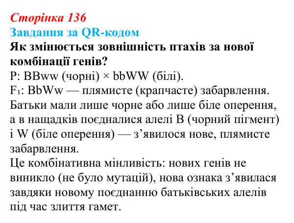 Відповідь до завдання за QR-кодом (с. 136) з біології для 9 класу, Тагліна 2026: Успадкування, зчеплене зі статтю...