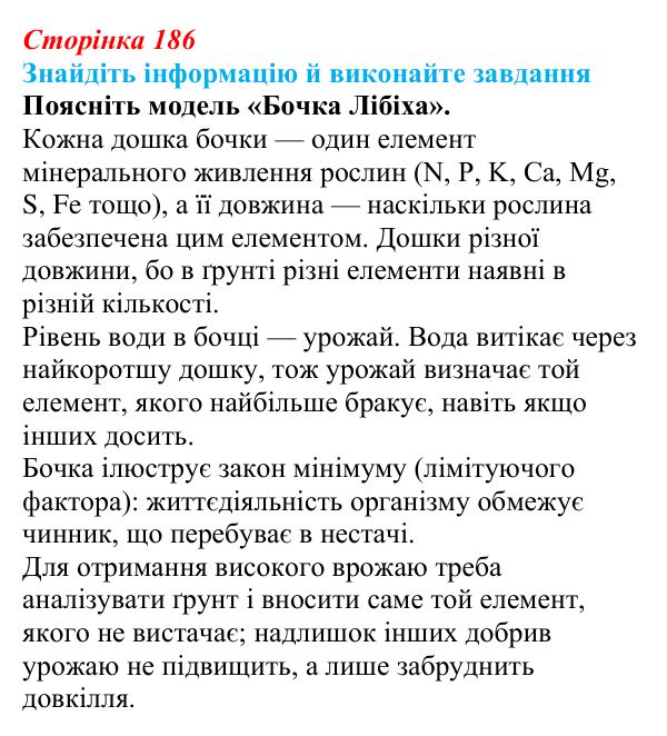 Відповідь до завдання на пошук (с. 186) з біології для 9 класу, Тагліна 2026: Екологічні чинники, пристосування організмів