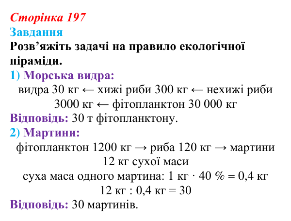 Відповідь до завдання до тексту (с. 197) з біології для 9 класу, Тагліна 2026: Екосистеми, агроценози, трофічні ланцюги...