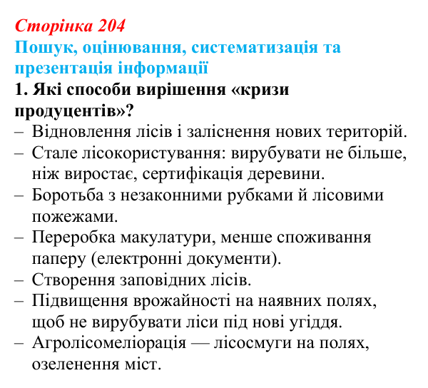 Відповідь до завдання на пошук, завдання 1 (с. 204) з біології для 9 класу, Тагліна 2026: Екологічні проблеми, охорона...