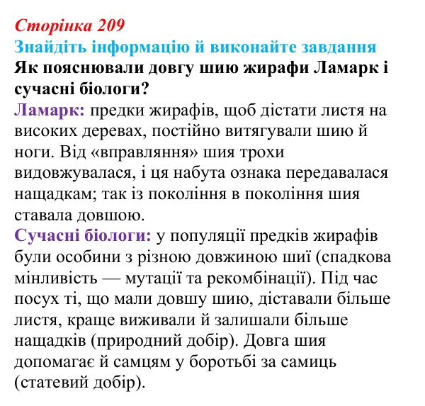 Відповідь до завдання на пошук (с. 209) з біології для 9 класу, Тагліна 2026: Еволюційна ідея в біології