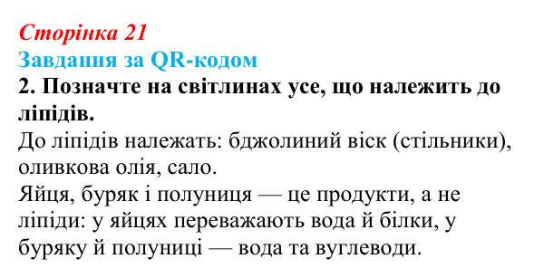 Відповідь до завдання за QR-кодом, завдання 2 (с. 21) з біології для 9 класу, Тагліна 2026: Структура та біологічна роль...