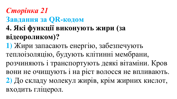Відповідь до завдання за QR-кодом, завдання 4 (с. 21) з біології для 9 класу, Тагліна 2026: Структура та біологічна роль...