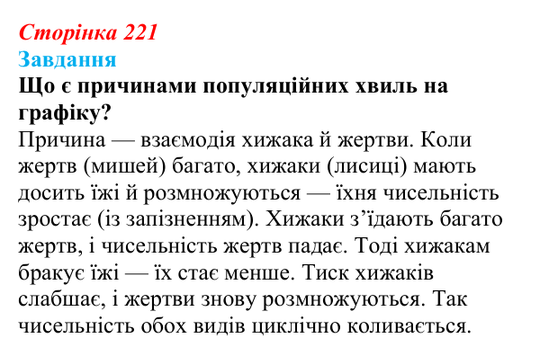 Відповідь до завдання до тексту (с. 221) з біології для 9 класу, Тагліна 2026: Популяція як одиниця еволюції, фактори...