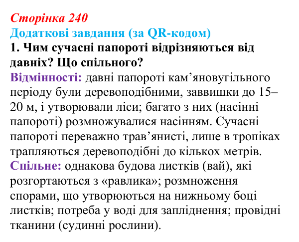 Відповідь до додаткових завдань за QR-кодом, завдання 1 (с. 240) з біології для 9 класу, Тагліна 2026: Еволюція...