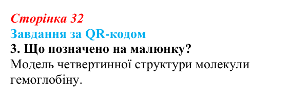 Відповідь до завдання за QR-кодом, завдання 3 (с. 32) з біології для 9 класу, Тагліна 2026: Структура та біологічні...