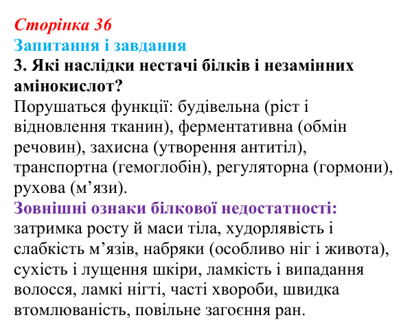 Відповідь до завдання 3 (с. 36) з біології для 9 класу, Тагліна 2026: Структура та біологічні функції білків