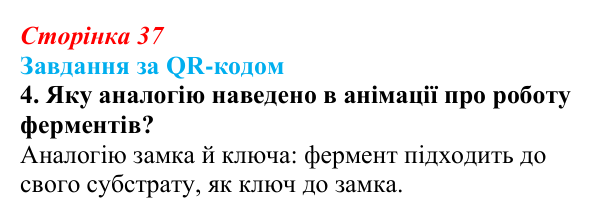 Відповідь до завдання за QR-кодом, завдання 4 (с. 37) з біології для 9 класу, Тагліна 2026: Властивості та принцип роботи...