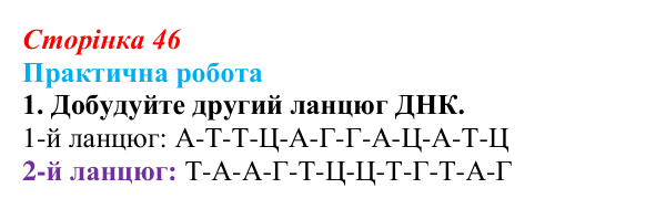 Відповідь до практичної роботи, завдання 1 (с. 46) з біології для 9 класу, Тагліна 2026: Структура та біологічні функції...
