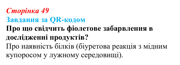 Відповідь до завдання за QR-кодом (с. 49) з біології для 9 класу, Тагліна 2026: Практичне значення біологічних макромолекул