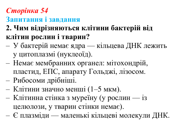 Відповідь до завдання 2 (с. 54) з біології для 9 класу, Тагліна 2026: Клітина — структурно-функціональна одиниця живого...
