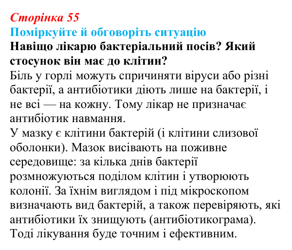 Відповідь до ситуації для обговорення (с. 55) з біології для 9 класу, Тагліна 2026: Методи дослідження клітин, цитологія