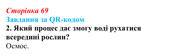 Відповідь до завдання за QR-кодом, завдання 2 (с. 69) з біології для 9 класу, Тагліна 2026: Транспорт речовин крізь...