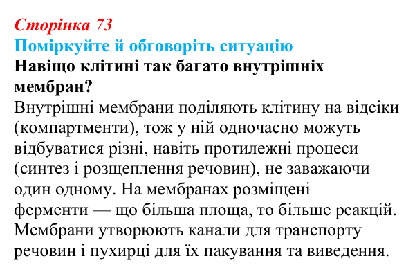 Відповідь до ситуації для обговорення (с. 73) з біології для 9 класу, Тагліна 2026: Будова й функції ядра...