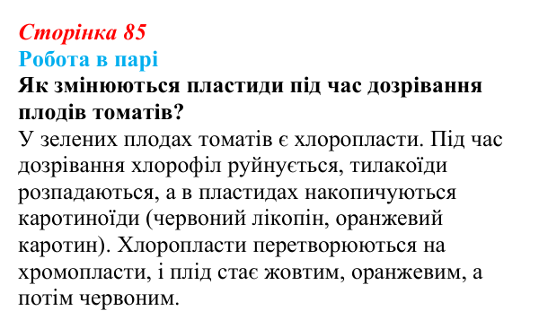 Відповідь до роботи в парі (с. 85) з біології для 9 класу, Тагліна 2026: Будова й функції мітохондрій і пластид
