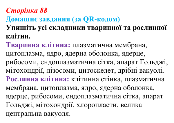 Відповідь до домашнього завдання за QR-кодом (с. 88) з біології для 9 класу, Тагліна 2026: Прокаріоти й евкаріоти...
