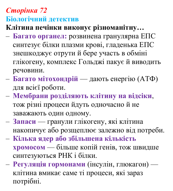 Відповідь до біологічного детективу (с. 72) з біології для 9 класу, Задорожний 2026: § 16 Метаболізм та живлення клітин