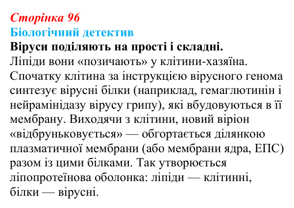 Відповідь до біологічного детективу (с. 96) з біології для 9 класу, Задорожний 2026: § 22 Неклітинні форми життя