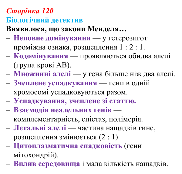 Відповідь до біологічного детективу (с. 120) з біології для 9 класу, Задорожний 2026: § 27 Взаємодія алельних генів. Явище...