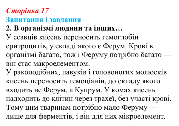 Відповідь до завдання 2 (с. 17) з біології для 9 класу, Задорожний 2026: § 3 Хімічні елементи в живих системах. Вода...