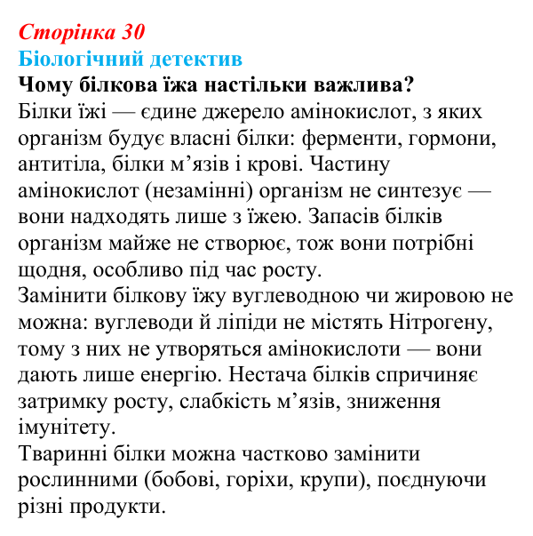 Відповідь до біологічного детективу (с. 30) з біології для 9 класу, Задорожний 2026: § 7 Функції білків. Ферменти