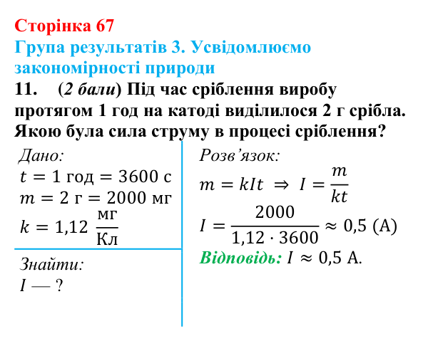 Відповідь до завдання 11 для самооцінювання до розділу 1 (с. 67) з фізики для 9 класу (Бар’яхтар, 2026)