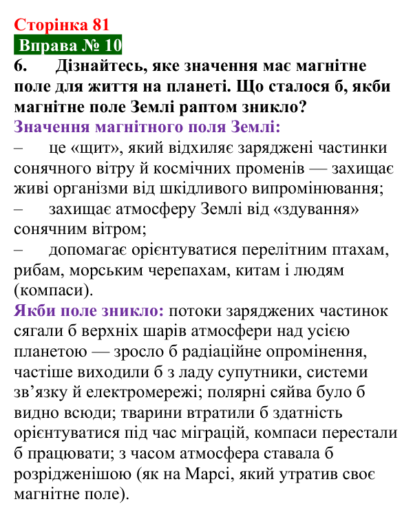 Відповідь до вправи № 10, завдання 6 (с. 81) з фізики для 9 класу (Бар’яхтар, 2026): Індукція магнітного поля