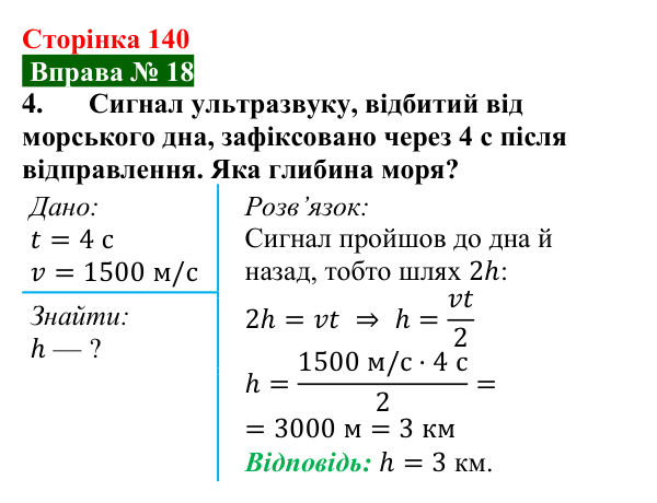 Відповідь до вправи № 18, завдання 4 (с. 140) з фізики для 9 класу (Бар’яхтар, 2026): Звукові хвилі