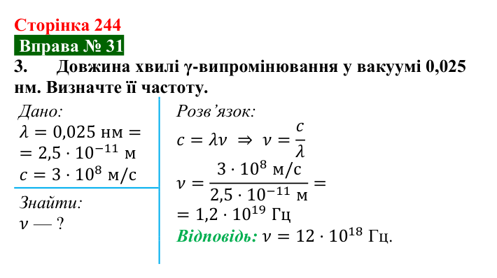 Відповідь до вправи № 31, завдання 3 (с. 244) з фізики для 9 класу (Бар’яхтар, 2026): Радіоактивність