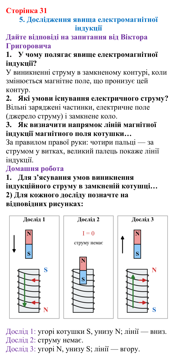Відповідь до сторінки 31 зошита для лабораторних робіт з фізики для 9 класу (Божинова, 2026): Дослідження явища електромагнітної індукції