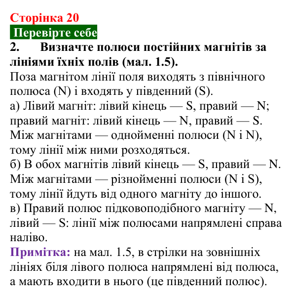 Відповідь до завдання 2 (с. 20) з фізики для 9 класу (Максимович, 2026): Магнітні явища. Постійні магніти. Взаємодія...