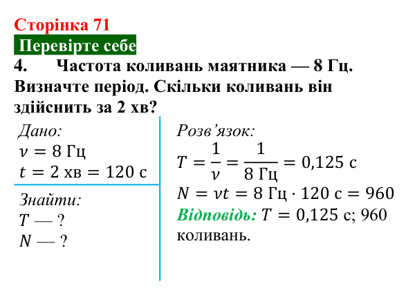 Відповідь до завдання 4 (с. 71) з фізики для 9 класу (Максимович, 2026): Найпростіші коливальні системи. Маятники...