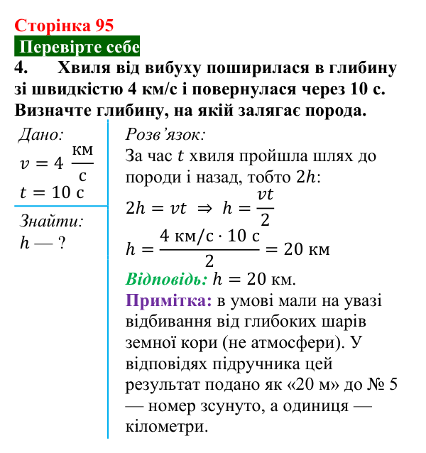 Відповідь до завдання 4 (с. 95) з фізики для 9 класу (Максимович, 2026): Луна. Інфра- та ультразвуки в природі та техніці...